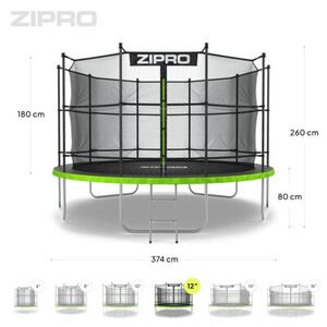 Trampolina dla dzieci ogrodowa z siatką wewnętrzną 12FT 374cm Zipro Jump Pro