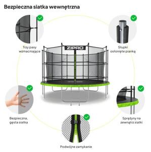 Trampolina dla dzieci ogrodowa z siatką wewnętrzną 12FT 374cm Zipro Jump Pro