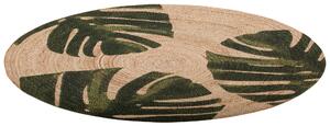 Dywan okrągły z juty ⌀ 140 cm w liście monstery beżowy Incik Beliani