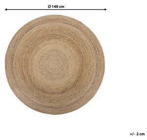 Dywan rustykalny z juty boho okrągły 140 cm do sypialni beżowy Akbelen Beliani