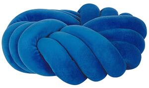 Poduszka supeł nowoczesna niebieska welurowa wiązana pleciona 30 x 30 cm Akola Beliani