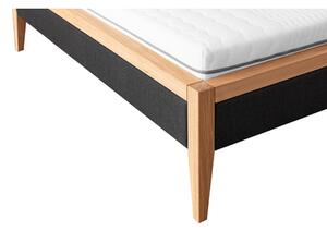 Dębowa rama łóżka antracyt LUNA 140x200 cm