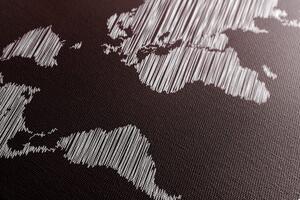 Obraz zacieniowana mapa świata na bordowym tle