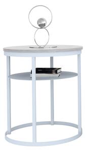 Okrągły stolik kawowy z półką beton + biały - Gorbi 5X