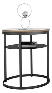 Dwupoziomowy stolik kawowy loft dąb lancelot + czarny K9-F99