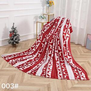 2x Czerwono-biały świąteczny koc z mikropluszu RENIFERY 160x200 cm