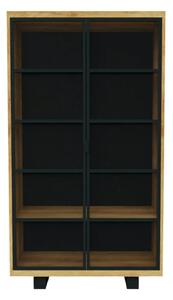 Nowoczesna witryna dębowa z półkami i szklanymi drzwiami DELIO II