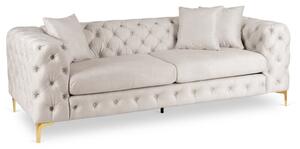 Sofa SORRENTO 3S Trzyosobowa Kremowa Welurowa Nowoczesna Glamour