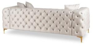 Sofa SORRENTO 3S Trzyosobowa Kremowa Welurowa Nowoczesna Glamour