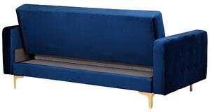 Zestaw wypoczynkowy rozkładany 5-osobowy sofa fotele welurowy niebieski Aberdeen Beliani