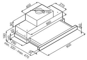 Okap VDB Vector PRO 90 Czarny 796m3/h 61dB klasa B