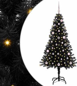 Choinka z 150 diodami LED z podstawą Czarny 150 cm PVC