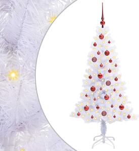Sztuczna choinka z 150 diodami LED Biały 150 cm PVC i Stal