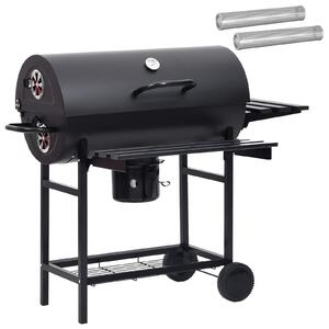 Grill beczkowy na kółkach z półkami 3 pcs 115 x 85 x 95 cm