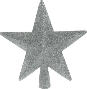Bożonarodzeniowy szpic na choinkę gwiazda Oliveri srebrny, 19 x 5 cm