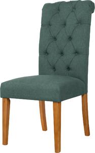 Eleganckie, zielone krzesła z pikowaniem i kołatką z tyłu - 2 sztuki