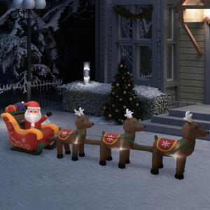 Nadmuchiwana ozdoba świąteczna, Mikołaj i renifery LED, 490 cm
