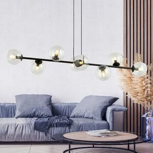 ROSSI 8 BL TRANSPARENT 874/8 lampa sufitowa wisząca czarna transparentne klosze