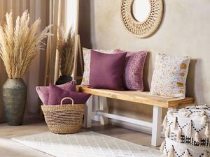 Zestaw 2 poduszek dekoracyjnych lniane 45 x 45 cm fioletowe Sagina Beliani