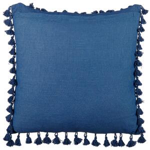Zestaw 2 poduszek dekoracyjnych z frędzlami 45 x 45 cm ciemnoniebieski Carpinus Beliani