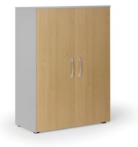 Szafa biurowa z drzwiami PRIMO KOMBI, 2 półki, 1129 x 800 x 400 mm, szary / buk