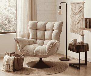 Designerski beżowy fotel z funkcją bujania | Umeblowana.com