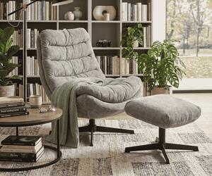 Popielaty fotel do salonu z podnóżkiem | Umeblowana.com
