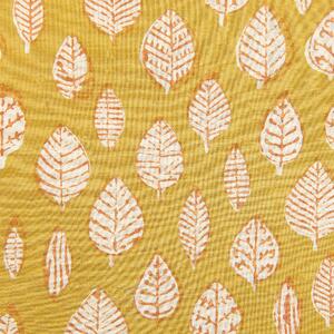 Poduszka dekoracyjna bawełniana żółta wzór w liście 45x45 cm Ginnala Beliani