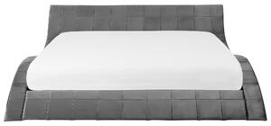 Nowoczesne łóżko wodne 180 x 200cm ze stelażem tapicerowane welurowe szare Vichy Beliani