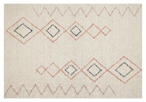Dywan bawełniany prostokątny 140 x 200 cm geometryczny wzór beżowy Guwahati Beliani