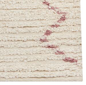 Dywan bawełniany prostokątny 160 x 230 cm geometryczny wzór beżowy Guwahati Beliani