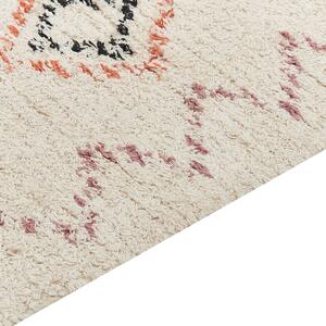 Dywan bawełniany prostokątny 160 x 230 cm geometryczny wzór beżowy Guwahati Beliani