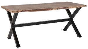 Stół do jadalni jasne drewno akacji metalowe nogi 8 miejsc 200 x 95 cm Valbo Beliani