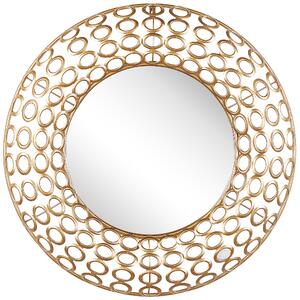 Metalowe lustro okrągłe ścienne ozdobna rama 80 cm złote Bourdon Beliani