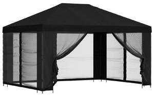 Altana z bokami 4 × 3 m Czarny Poliester i Stal 190 gsm
