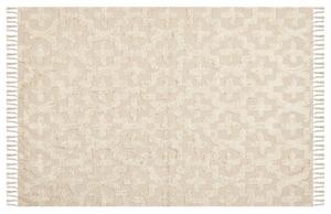 Dywan bawełniany tuftowany geometryczny w stylu boho 140 x 200 cm beżowy Itanagar Beliani