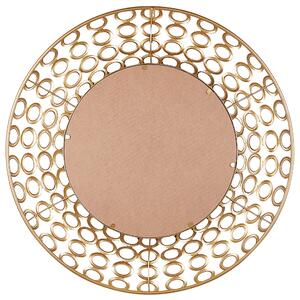 Metalowe lustro okrągłe ścienne ozdobna rama 80 cm złote Bourdon Beliani