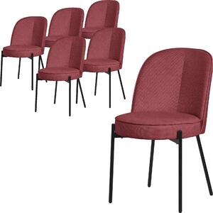 ML-Design krzesa do jadalni zestaw 6 czerwonych krzese kuchennych z poliestru z metalowymi nogami krzeso do salonu z oparciem tapicerowane krzesa do jadalni kuchni