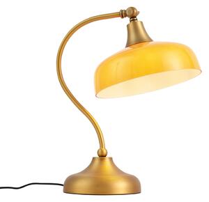 Klasyczna lampa stołowa z brązu z pomarańczowym szkłem opalowym - Clerk