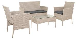 Gardlov 26909 Meble ogrodowe – kanapa, 2 fotele, stolik ze szklanym blatem, rattan w kolorze beowym