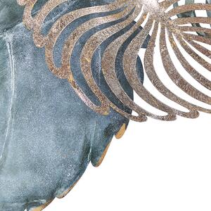 Nowoczesna dekoracja ozdoba ścienna metalowa liście złoto-niebieska Magnesium Beliani