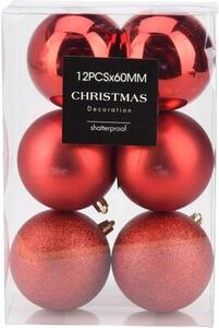 Bombka CHRISTMAS DECORATION 6 cm Czerwony (12 sztuk)