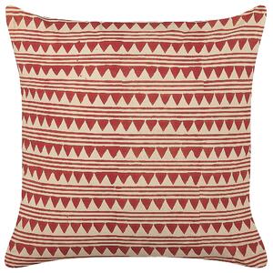 Poduszka dekoracyjna bawełna 45 x 45 cm z wzorem czerwono-beżowa Deglupta Beliani