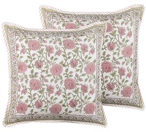 2 poduszki dekoracyjne bawełna 45 x 45 cm w kwiaty wielokolorowe Celtis Beliani