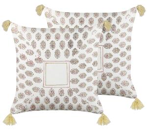 2 poduszki dekoracyjne bawełna 45 x 45 cm z frędzlami wielokolorowe Setosa Beliani