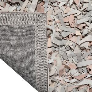 Ręcznie tkany dywan skórzany shaggy 160 x 230 cm jasnobeżowy Mut Beliani