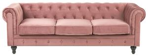 Klasyczny zestaw wypoczynkowy sofa fotel pikowany welur różowy Chesterfield Beliani