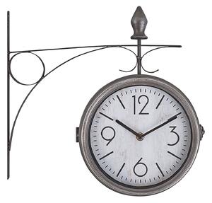 Romont, okrągły zegar ścienny, styl vintage, dwustronny, metalowy, srebrno-biały Beliani