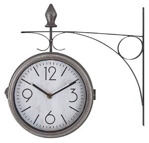 Romont, okrągły zegar ścienny, styl vintage, dwustronny, metalowy, srebrno-biały Beliani