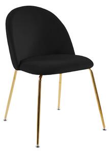Krzesło tapicerowane welurowe czarne na złotych nogach LUI